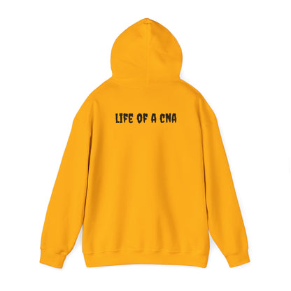 BestfriendTV unisex hoodie with the quote "I'm a CNA, Of Course My Breaks Last Longer Than My Shift," made from a cozy cotton-poly blend.-Best Friend TV