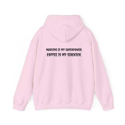 Unisex LPN Hoodie - 'Nursing is My Superpower, Coffee is My Sidekick' | Cozy Cotton-Poly Blend Sweatshirt by BestfriendTV-Best Friend TV