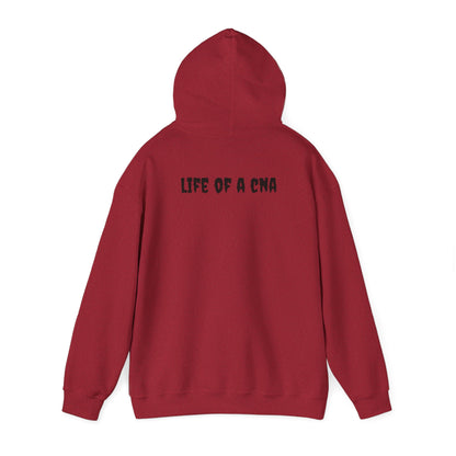 BestfriendTV unisex hoodie with the quote "I'm a CNA, Of Course My Breaks Last Longer Than My Shift," made from a cozy cotton-poly blend.-Best Friend TV