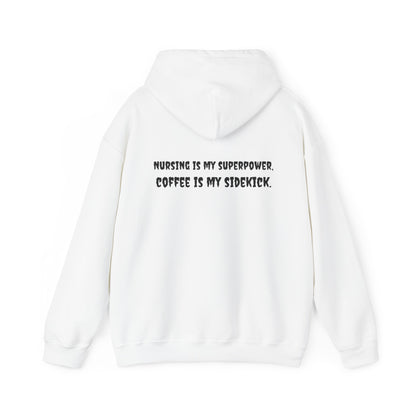 Unisex LPN Hoodie - 'Nursing is My Superpower, Coffee is My Sidekick' | Cozy Cotton-Poly Blend Sweatshirt by BestfriendTV-Best Friend TV