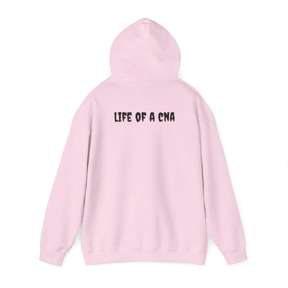 BestfriendTV unisex hoodie with the quote "I'm a CNA, Of Course My Breaks Last Longer Than My Shift," made from a cozy cotton-poly blend.-Best Friend TV