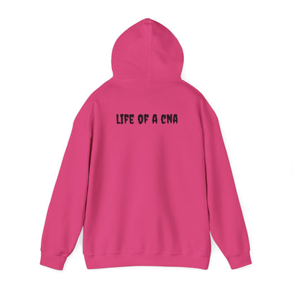 BestfriendTV unisex hoodie with the quote "I'm a CNA, Of Course My Breaks Last Longer Than My Shift," made from a cozy cotton-poly blend.-Best Friend TV